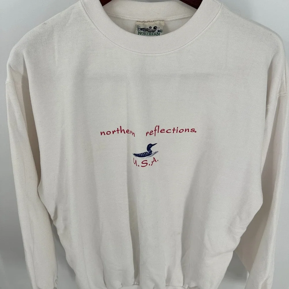 Vintage Northern Reflections Classic Crew Neck Pullover Sweatshirt‎ White M NWT